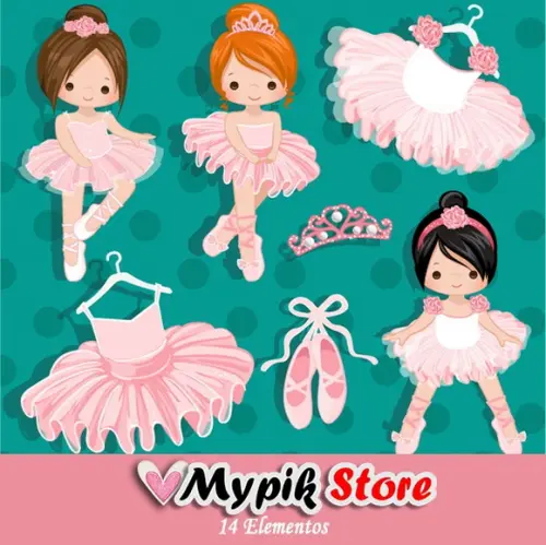 Kit Digital Princesas Bailarina Rosa 03