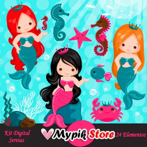 Kit Digital Princesas Sereias - 70