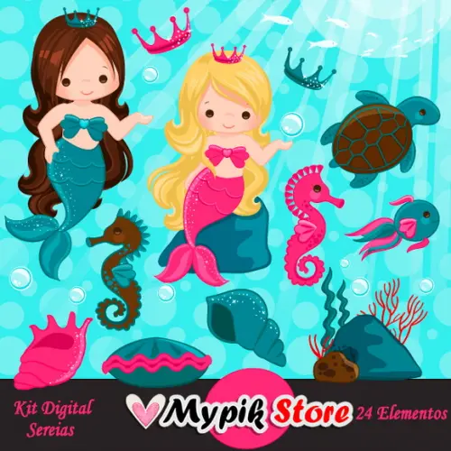 Kit Digital Princesas Sereias - 70