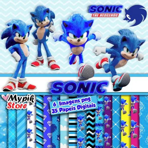 Kit Digital Sonic imagens png e Papeis Digitais
