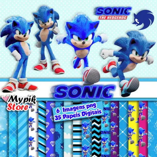 Kit Digital Sonic imagens png e Papeis Digitais