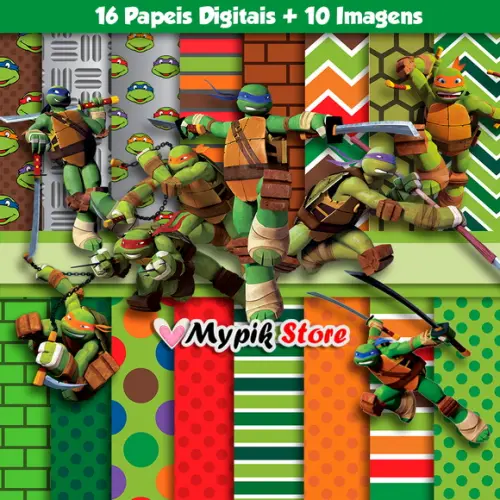 Kit Digital Tartarugas Mutantes Ninja - Scrapbook