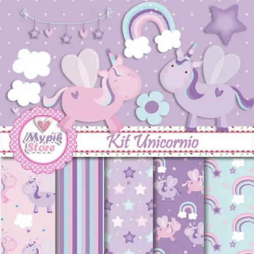 Kit Digital Unicórnio Scrapbook - 03