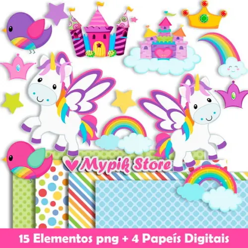 Kit Digital Unicórnio para imprimir - 01