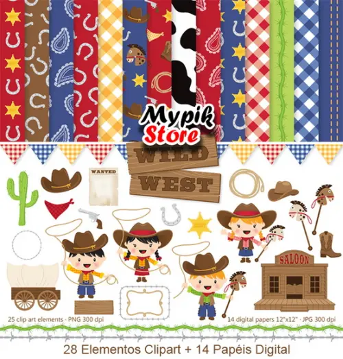 Kit Papel Digital Cowboy - 45