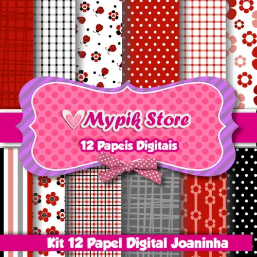 Kit Papel Digital Joaninha Modelo 15