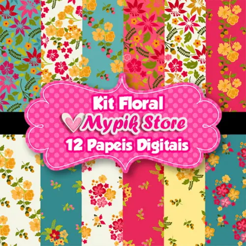 Kit Papel Digital Floral Coleção 20