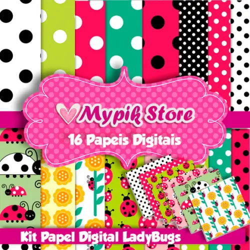 Kit Papel Digital Joaninha Modelo 14