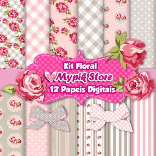 Kit Papel Digital Floral Coleção 16