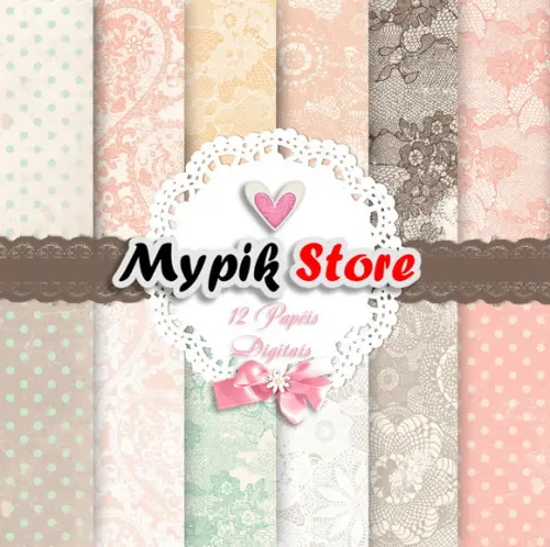 Kit Papel digital manchado Floral 07