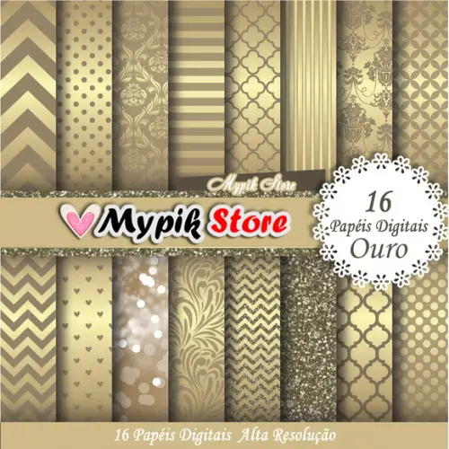 Kit Papel Digital Ouro - 08