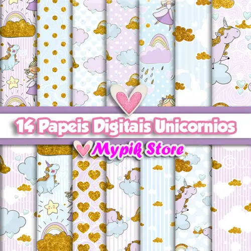 Kit Papel Digital Unicórnio - 09