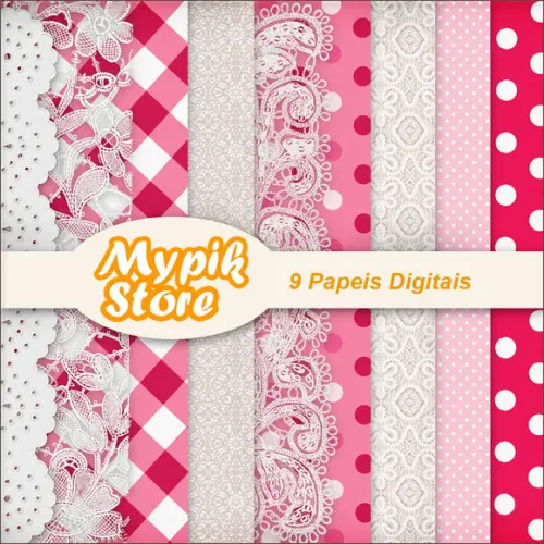 Kit Papel Digital Scrap Rendas - 24