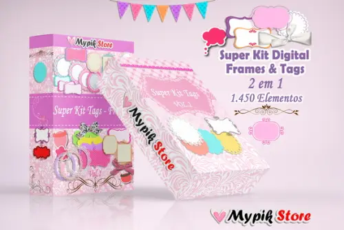 Super Coleção com 96 Kits Digitais Tags e Frames Scrap