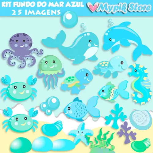 Super Kit Digital com 48 Kits Fundo do Mar