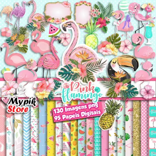 Super Kit Digital Flamingos - Scrapbook