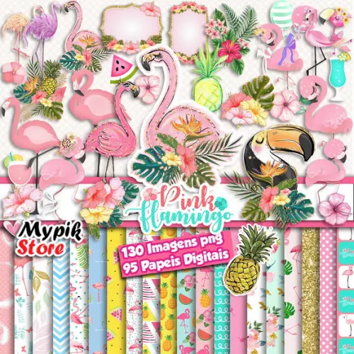 Super Kit Digital Flamingos - Scrapbook