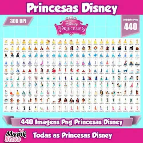 Super Kit Digital Imagens png Todas as Princesas Disney
