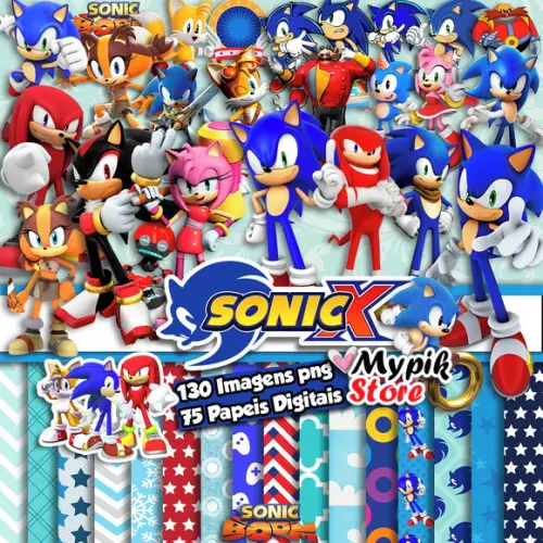 Super Kit Digital Imagens Sonic - Scrapbook