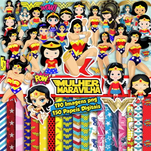 Super Kit Digital Mulher Maravilha e Mulher Maravilha Baby