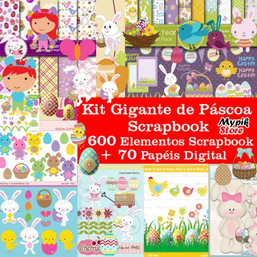 Super Kit Digital Páscoa Gigante - Scrapbook