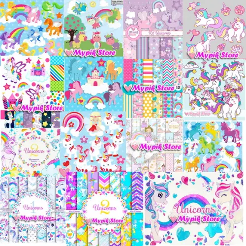 Super Kit Digital Unicórnio com 23 Kits - Scrapbook