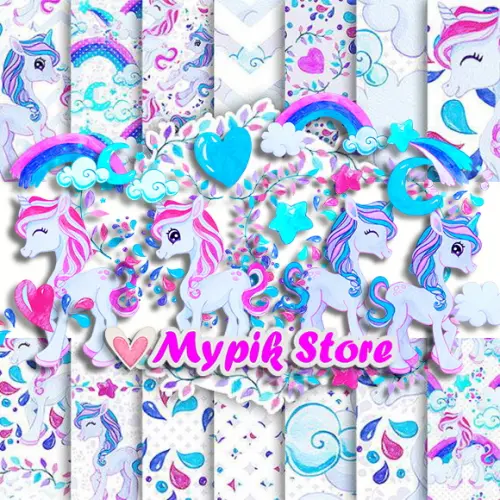 Super Kit Digital Unicórnio com 23 Kits - Scrapbook