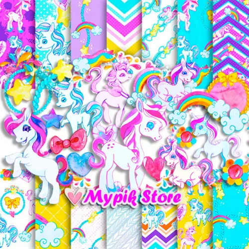 Super Kit Digital Unicórnio com 23 Kits - Scrapbook