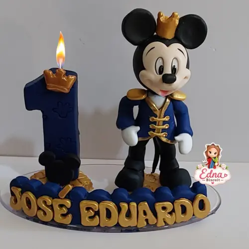 Topo de Bolo Mickey Realeza em Biscuit – Personalizado