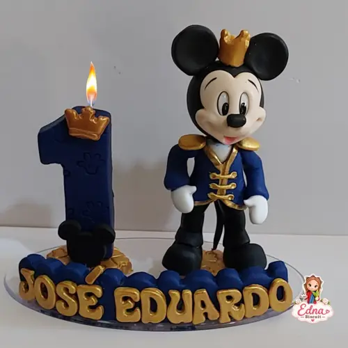 Topo de Bolo Mickey Realeza em Biscuit – Personalizado