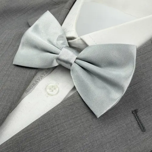 Gravata Borboleta Prata Cetim Adulto Noivo Padrinhos Ba538