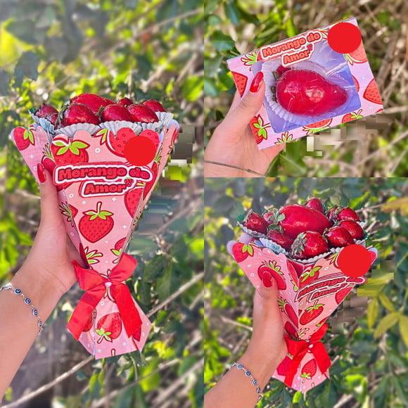 Arquivo de Corte Buquê e Caixa Morango do Amor (compre 1 Lv+