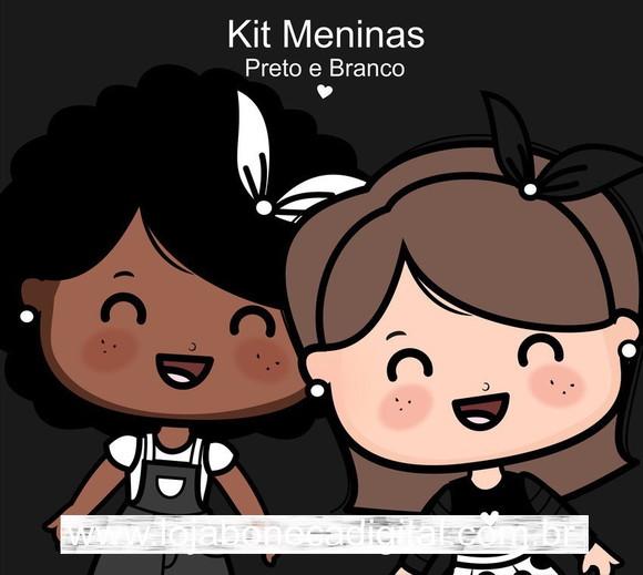 Kit Digital Meninas Preto e Branco