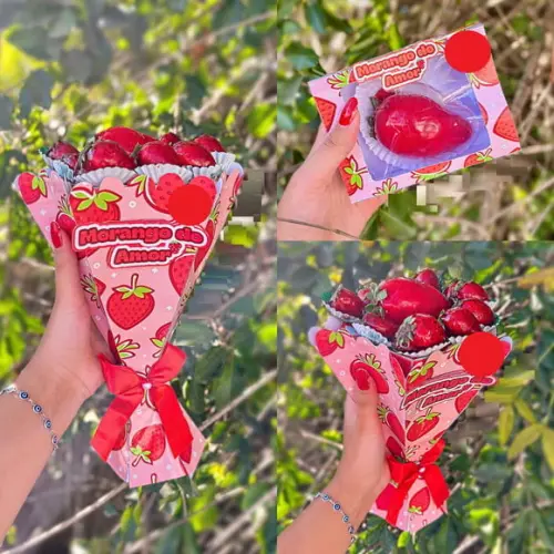 Arquivo de Corte Buquê e Caixa Morango do Amor (compre 1 Lv+