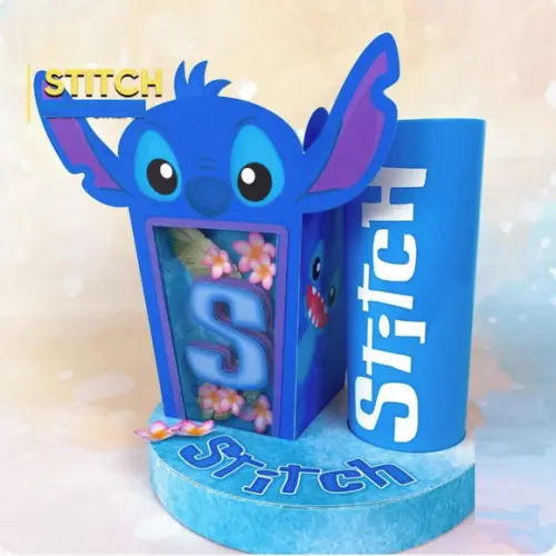 Arquivo de Corte Centro de Mesa Copo Stitch (compre 1 Lev+10