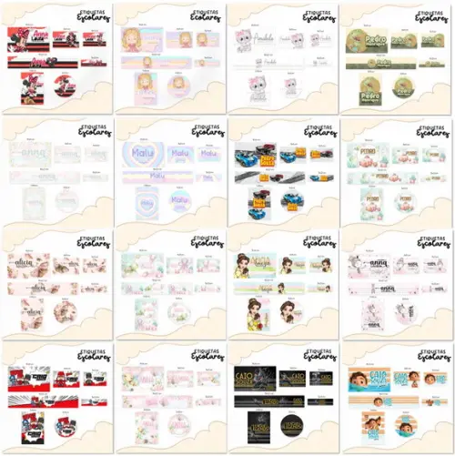 Arquivo de Corte Etiquetas Escolares 26-1 (compre 1 Lev+10