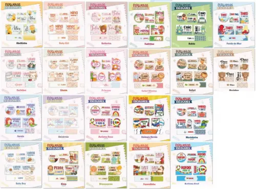 Arquivo de Corte Etiquetas Escolares 26-2 (compre 1 Lev+10(