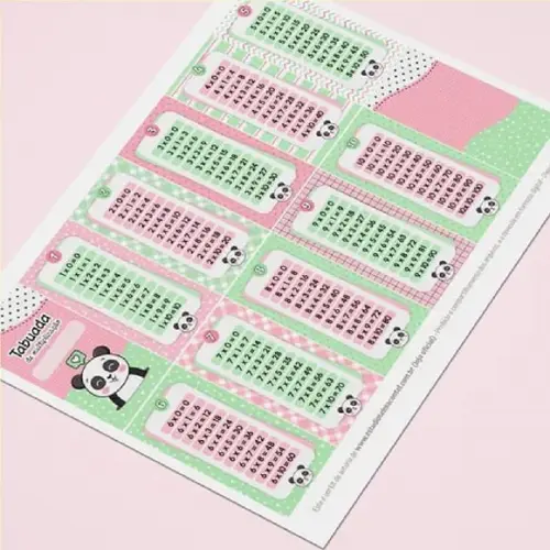 Arquivo de Corte Tabuada Panda (compre 1 e Leve +10
