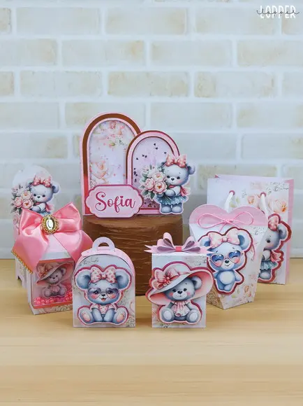 Arquivo de Corte Ursinha Rosa 36- compre 1 e Leve+5