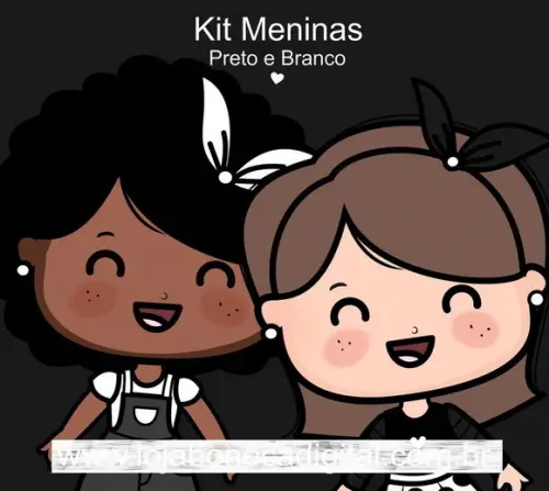 Kit Digital Meninas Preto e Branco