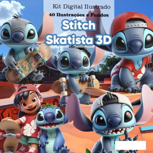 Kit Digital Stitch Skatista 3d