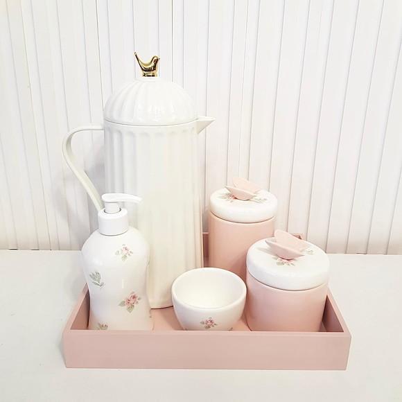 Bandeja 23x29cm mdf Rosa Rosé para Kit Higiene Bebê
