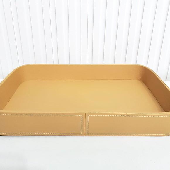 Bandeja 24x36cm Couro Pu Mostarda