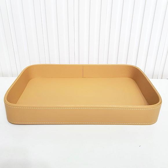 Bandeja 24x36cm Couro Pu Mostarda