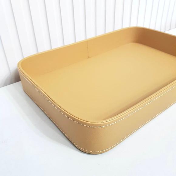 Bandeja 24x36cm Couro Pu Mostarda