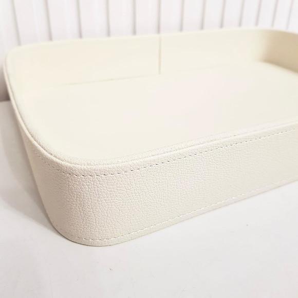 Bandeja 24x36cm Couro Pu Off White