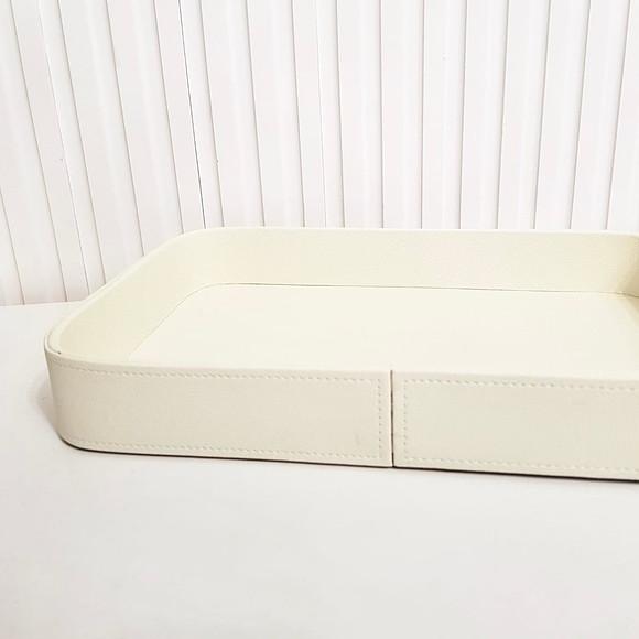 Bandeja 24x36cm Couro Pu Off White