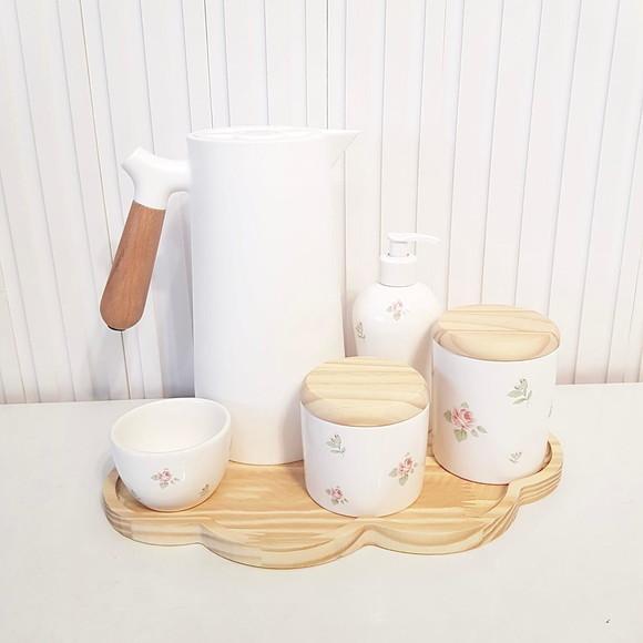 Bandeja 26x36cm Nuvem Pinus para Kit Higiene Bebê