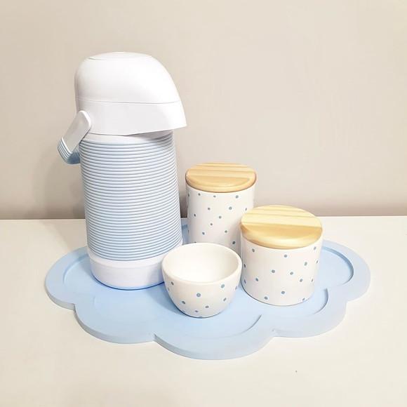 Bandeja 30x40cm Nuvem Azul Bebê para Kit Higiene Bebê