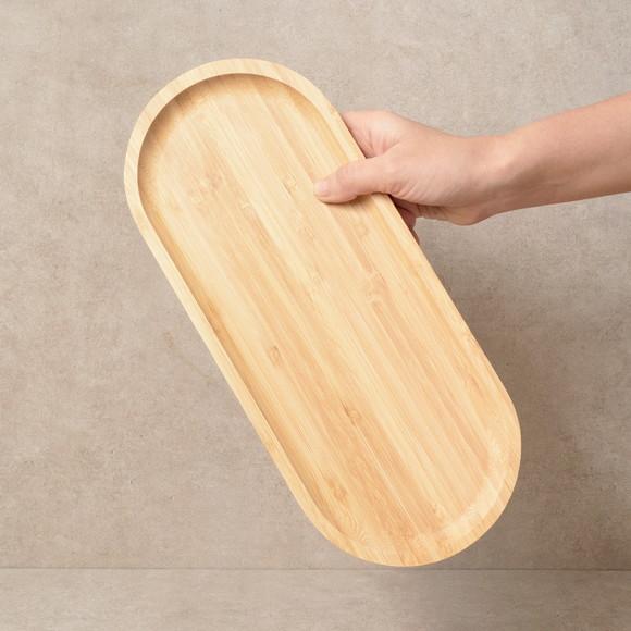 Bandeja de Bambu 14x34cm Cantos Arredondados